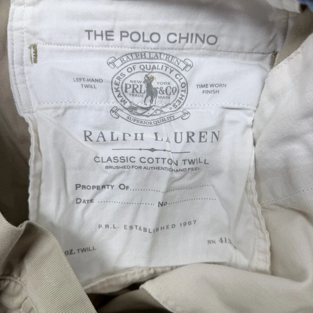 Polo Ralph Lauren Classic Fit Chino Pants Mens 34x34 Tan Khaki Brushed Twill